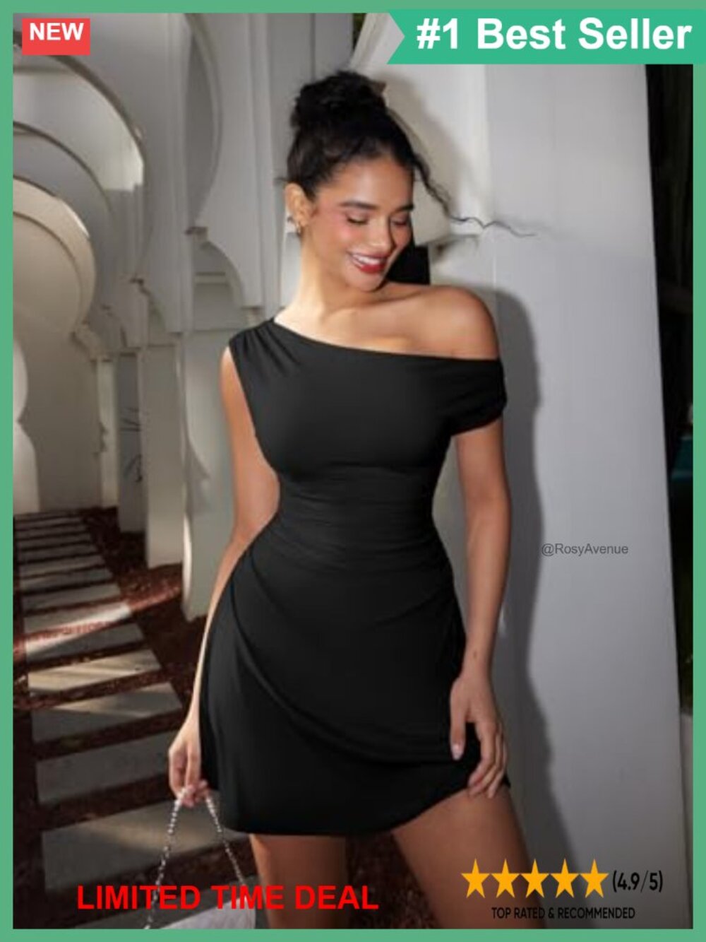 Off Shoulder Sleeveless Ruched Flare Mini Dress Club Party - Picture 3 of 6
